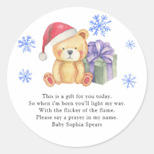 Winter beer baby shower - Prayer candle label