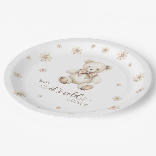 Winter Beer baby shower zijn koude buiten Papieren Bordje (Gekanteld)