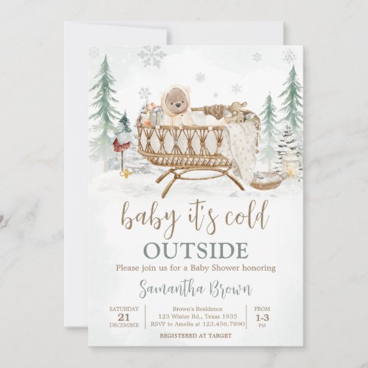 Winter Beer Baby zijn koude buiten Baby shower Kaart (Voorkant)