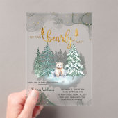 Winter Beer Bearly Wait Baby shower Acryl Uitnodigingen (Insitu (Draagbaar))