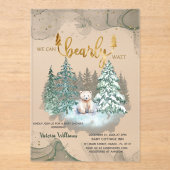Winter Beer Bearly Wait Baby shower Acryl Uitnodigingen (Voorkant)