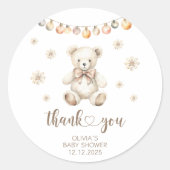 Winter Beer Bearly Wait baby shower bedankt Ronde Sticker (Voorkant)