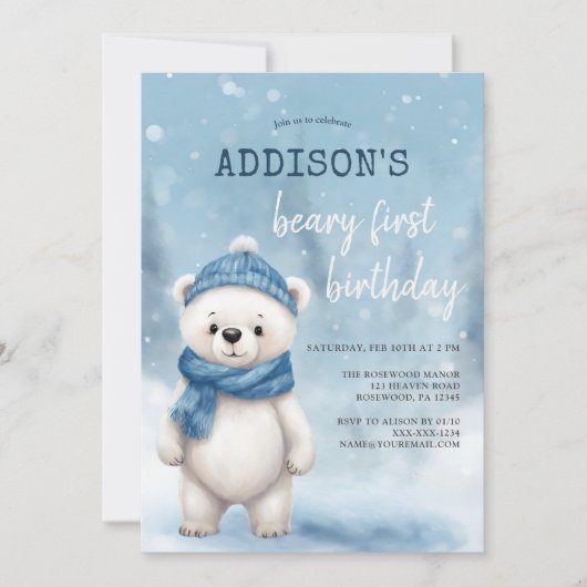 Winter Beer Blue Boy Eerste Verjaardag Kaart (Voorkant)