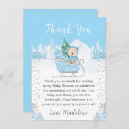 Winter Beer Blue Sleigh Baby shower Bedankkaart