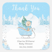 Winter Beer Blue Sleigh Baby shower Dank u Vierkante Sticker (Voorkant)