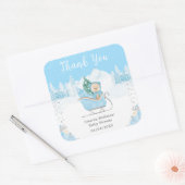 Winter Beer Blue Sleigh Baby shower Dank u Vierkante Sticker (Envelop)
