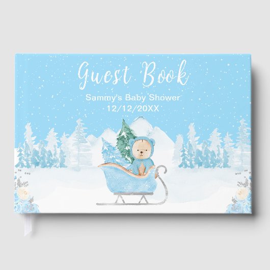 Winter Beer Blue Sleigh Baby shower Gastenboek (Voorkant)