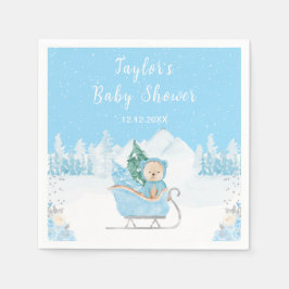 Winter Beer Blue Sleigh Baby shower Servet