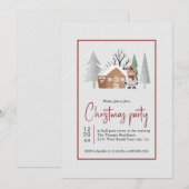 Winter beer, bomen en sneeuwval kerstfeest kaart (Voorkant / Achterkant)