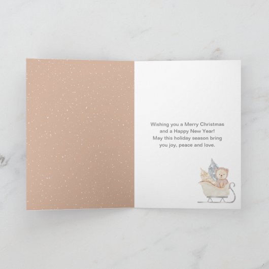 Winter Beer Brown Slaaigh Merry Kerstry Feestdagen Kaart (Binnen)