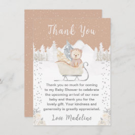 Winter Beer Bruin Slaapse Baby shower Bedankkaart