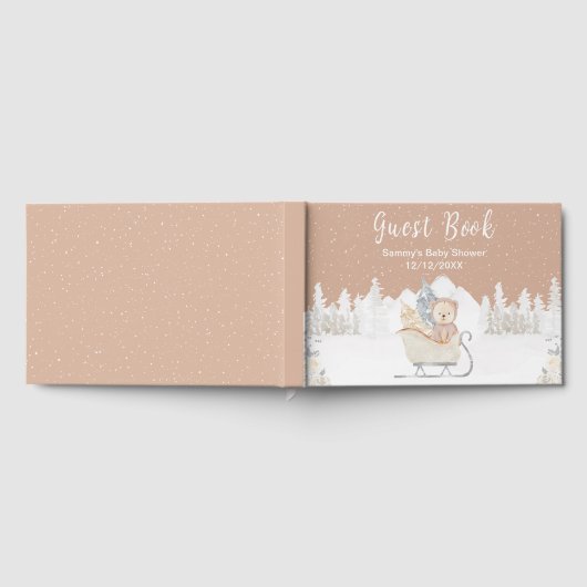 Winter Beer Bruin Slaapse Baby shower Gastenboek (Volledig)