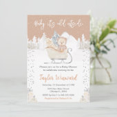 Winter Beer Bruin Slaapse Baby shower Kaart (Staand voorkant)