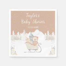 Winter Beer Bruin Slaapse Baby shower Servet