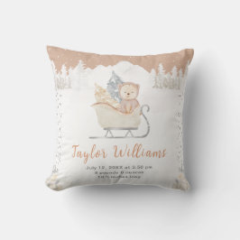 Winter Beer Bruin Sleigh Geboorte Statistieken Kussen