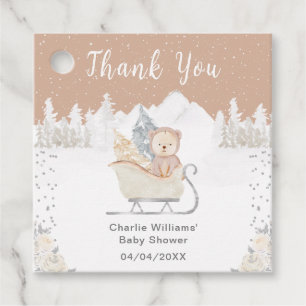 Winter Beer Bruine slee Baby Shower Bedankt Bedankjes Labels
