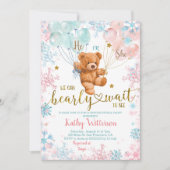 Winter Beer Gender onthulling roze blauw Baby show Kaart (Voorkant)