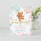 Winter Beer Gender onthulling roze blauw Baby show Kaart (Staand voorkant)