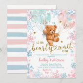 Winter Beer Gender onthulling roze blauw Baby show Kaart (Voorkant / Achterkant)