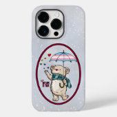 Winter Beer met paraplu in transgender vlag kleur Case-Mate iPhone Case (Achterkant)