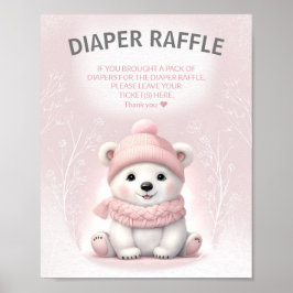 Winter Beer Roze Baby shower Luier Raffle Teken Poster