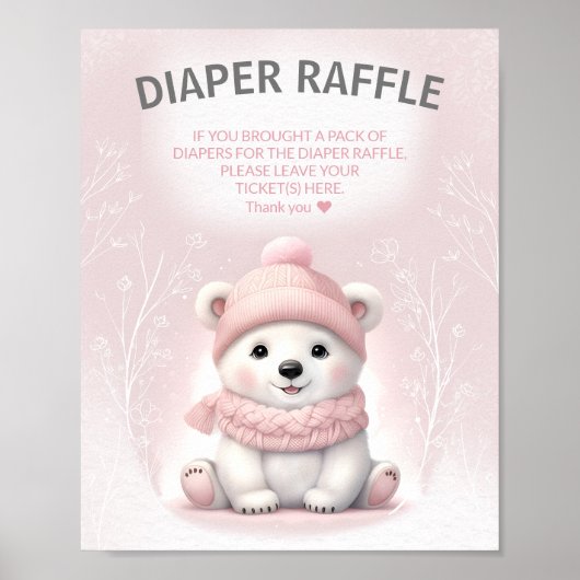 Winter Beer Roze Baby shower Luier Raffle Teken Poster (Voorkant)