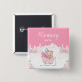 Winter Beer roze slee mama om te zijn Vierkante Button 5,1 Cm (Voorkant /achterkant)
