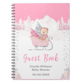 Winter Beer Roze Sleigh Baby shower Gastenboek Notitieboek (Voorkant)