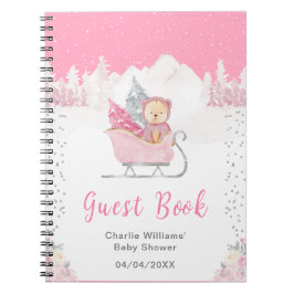 Winter Beer Roze Sleigh Baby shower Gastenboek Notitieboek