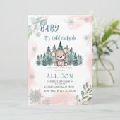 Winter Beer Sneeuwvlokken Roze Baby shower Kaart (Staand voorkant)