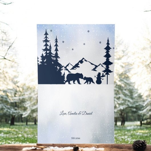 Winter Beer Uil Sneeuw Veel Baby shower Vouw Bedankkaart