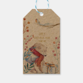 Winter Beer Watercolor Cadeautagje Met Naam Cadeaulabel