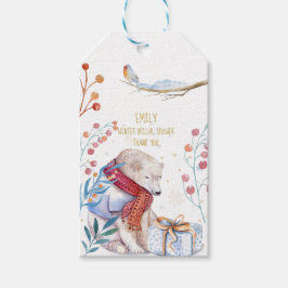 Winter Beer Watercolor Cadeautagje Met Naam Cadeaulabel
