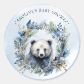 Winter Beer Waterverf Baby shower Ronde Sticker (Voorkant)