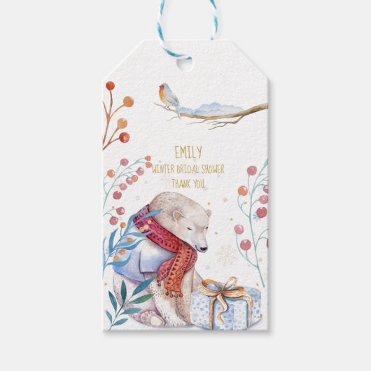 Winter Beer Waterverf Giftlabel Persoonlijk Cadeaulabel (Voorkant)