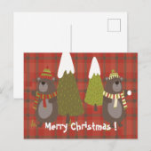 Winter Beer Witte Kerstmis Rood Buffalo Pset Briefkaart (Voorkant / Achterkant)