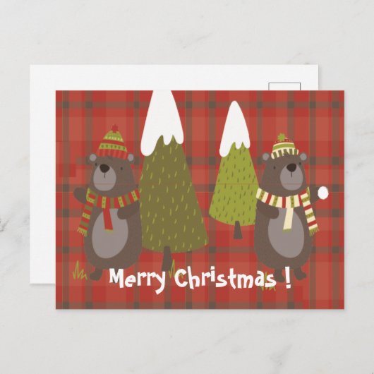 Winter Beer Witte Kerstmis Rood Buffalo Pset Briefkaart (Voorkant / Achterkant)