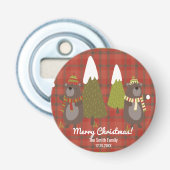 Winter Beer Witte Kerstmis Rood Buffalo Pset Button Flesopener (Voorkant)
