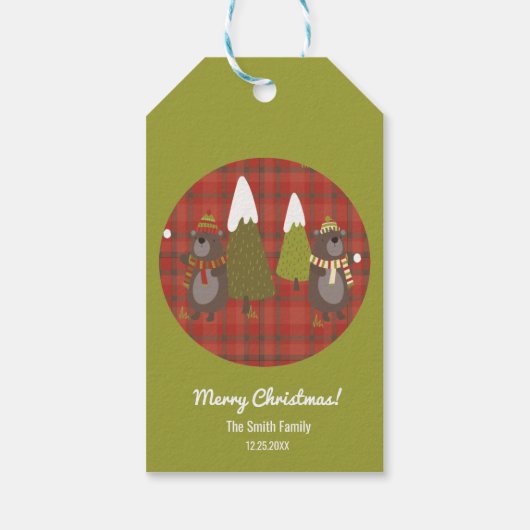 Winter Beer Witte Kerstmis Rood Buffalo Pset Cadeaulabel (Achterkant)