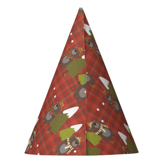 Winter Beer Witte Kerstmis Rood Buffalo Pset Feesthoedjes (Achterkant)