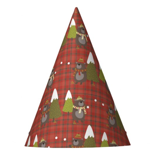 Winter Beer Witte Kerstmis Rood Buffalo Pset Feesthoedjes (Voorkant)