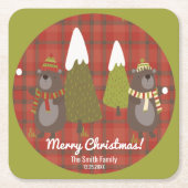 Winter Beer Witte Kerstmis Rood Buffalo Pset Kartonnen Onderzetters (Voorkant)