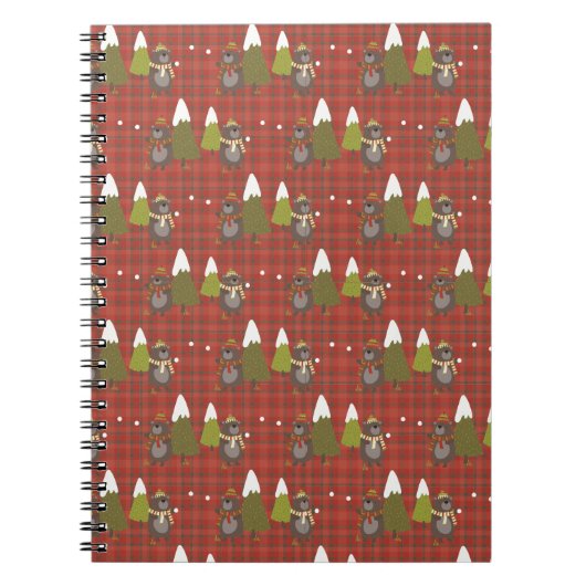 Winter Beer Witte Kerstmis Rood Buffalo Pset Notitieboek (Voorkant)
