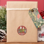 Winter Beer Witte Kerstmis Rood Buffalo Pset Ronde Sticker<br><div class="desc">WinterBeer Witte kerstrode buffels,  geplakt Classic Round Sticker - Schattige design die voorzien zijn van mooie winterberen met sneeuwwinterdenbomen op het rode buffelplein. Alle teksten zijn vooraf gerangschikt zodat u zich gemakkelijk en snel met uw details kunt personaliseren. Vrolijk kerstfeest en gelukkig nieuwjaar!</div>
