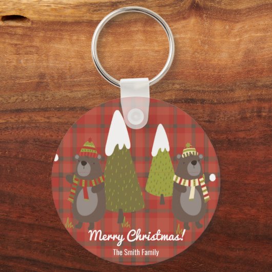 Winter Beer Witte Kerstmis Rood Buffalo Pset Sleutelhanger (Voorkant)