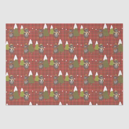 Winter Beer Witte Kerstmis Rood Buffalo Pset Tissuepapier (Voorkant)