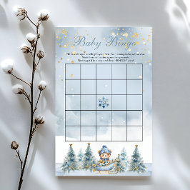 Winter Beer Wonderland Boy Baby shower Bingo spel
