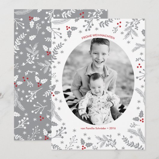 Winter-Beeren-Weihnachtsfeiertags-Gruß Feestdagenkaart (Voorkant / Achterkant)