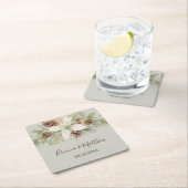 Winter Beige Elegant Script Bruiloft Kartonnen Onderzetters (Insitu)