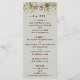 Winter Beige Elegant Script Bruiloft Menu